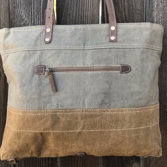 MYRA Military Badge Canvas Leather bag purse - Picture 8 of 8